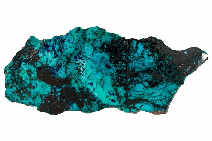 Vibrant Chrysocolla and Shattuckite Slab - Mexico #337037